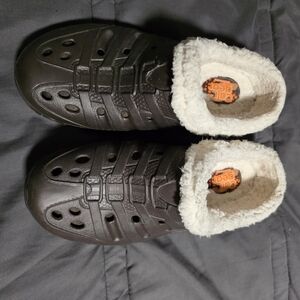 Skechers Brown Kids Slippers with Cream Lining
